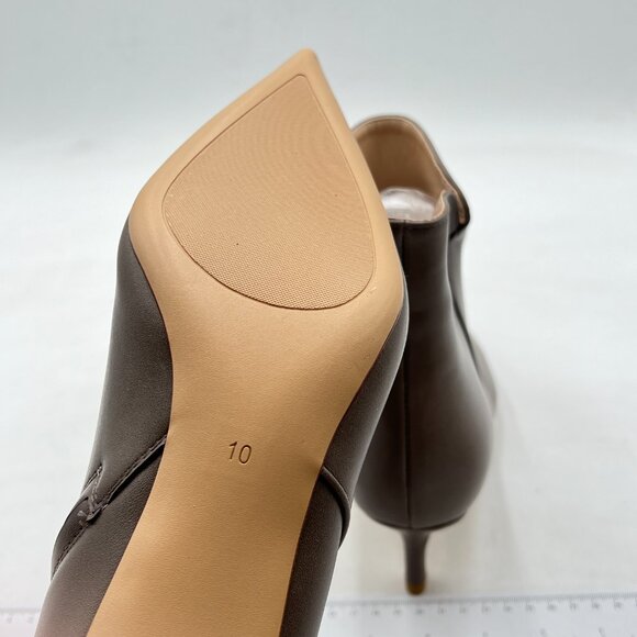 Brown Women Chic Low Heel Ankle Boots Pointed Toe Side Zipper Party Shoes - Picture 5 of 6